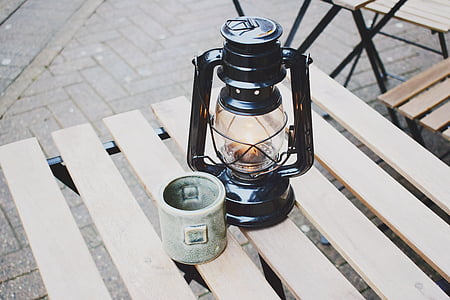 black gas lamp on table thumbnail