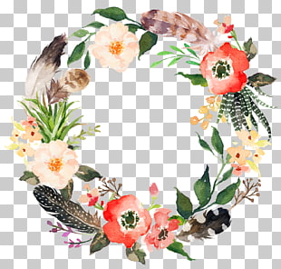 Flower Wreath Watercolor painting Garland, Delicate floral wreath, multicolored floral digital design frame PNG clipart