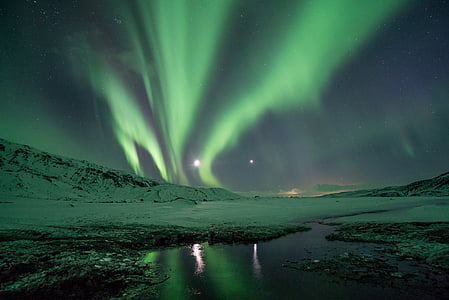 landscape photography of green sky phenomenon thumbnail