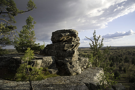 Rock with pine trees at Quincy Bluff, Wisconsin thumbnail