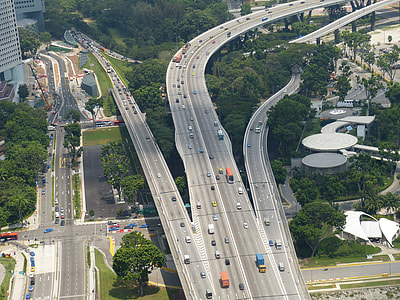 aerial photography of cross road thumbnail
