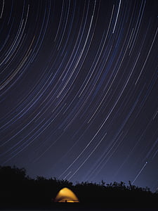 brown camping tent during star trail thumbnail