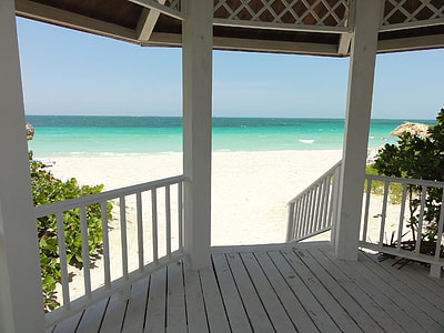 white wooden gazebo near seashore at daytime thumbnail