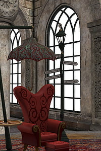 red floral chair digital wallpaper thumbnail