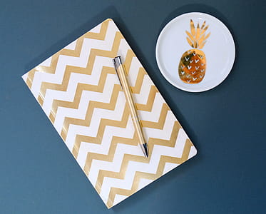 White and Gold Chevron Notebook thumbnail