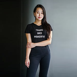 Woman Wearing Black Short-sleeved Shirt thumbnail