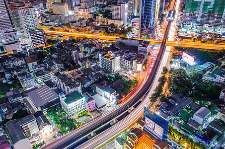 aerial view photography of lighted city buildings thumbnail