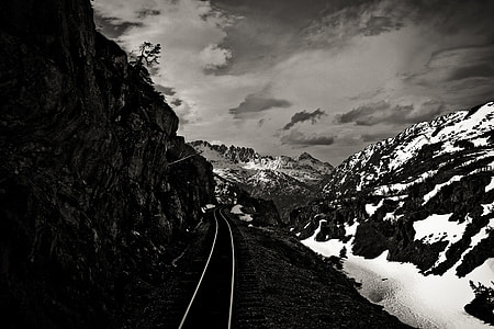 grayscale photography of icy mountains thumbnail