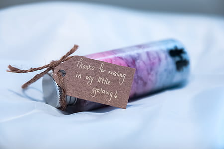 Brown Thank You Card on Pink and Blue Small Bottle thumbnail