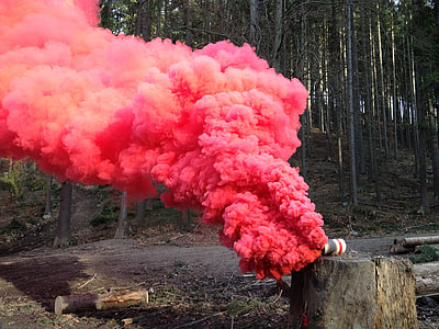 pink smoke on bottle on tree stamp thumbnail