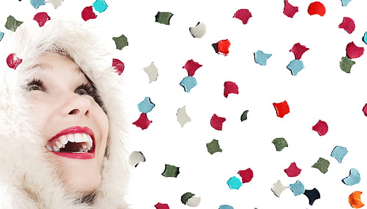 woman wearing white fur hoodie jacket thumbnail