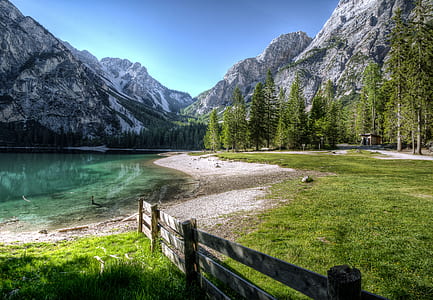 landscape, water, trees, mountain thumbnail