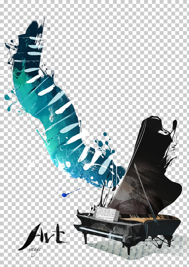 Concert Poster Piano Background Music Floating Keyboard