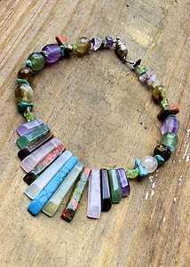 beaded quartz pendant necklace on board thumbnail