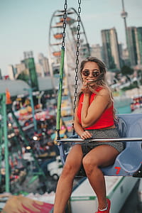 Woman On Carnival Ride Photo thumbnail