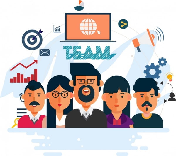 Team Work Banner Employee Business Design Elements Decor Eps Ai