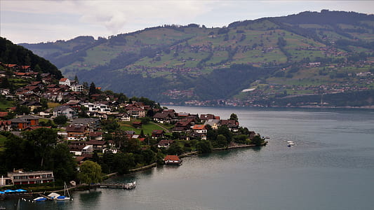 aerial photography of houses near body of water at daytime thumbnail