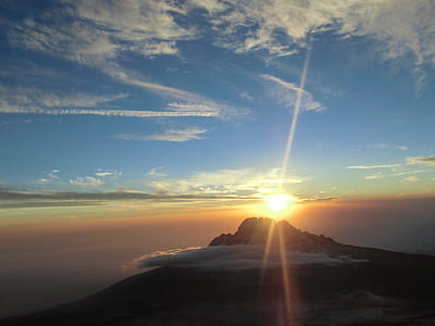 silhouette of mountain under sunset landscape photography thumbnail