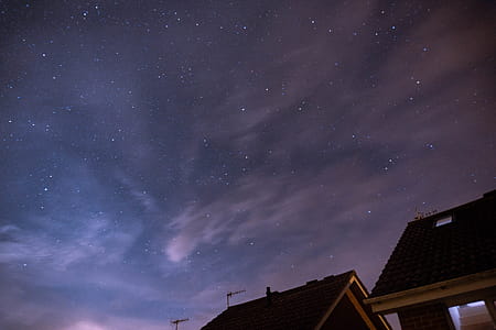 Grey Roofs Under Blue Starry Sky thumbnail