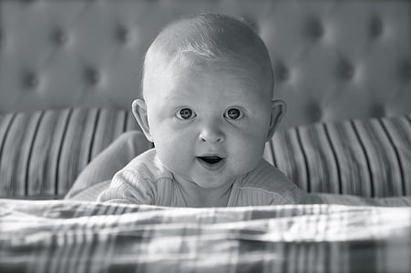 grayscale photo of baby thumbnail