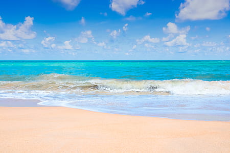 Brown Sand Beach Near Blue Ocean thumbnail