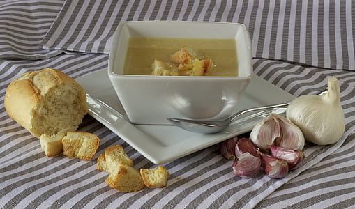 bread with soup, garlic, and onion thumbnail