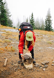 woman, female, cap, backback thumbnail