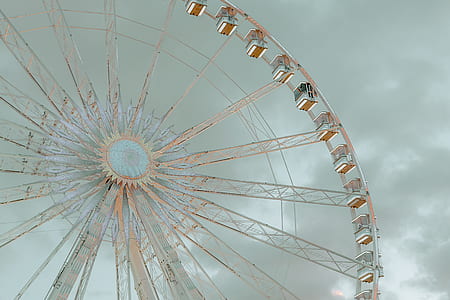 brown Ferris wheel low-angle photography under grey cloudy sky thumbnail