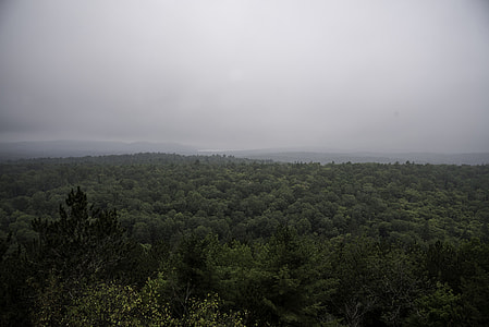 Foggy Sky over the Hills and Forest in Algonquin Provincial Park, Ontario thumbnail