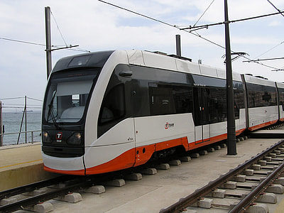 Line L1 Alicante Tram near Sangueta stop in Spain thumbnail