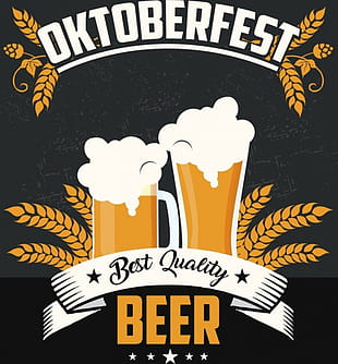 Beer Festival Banner Yellow Classical Design Glass Icon Eps Ai