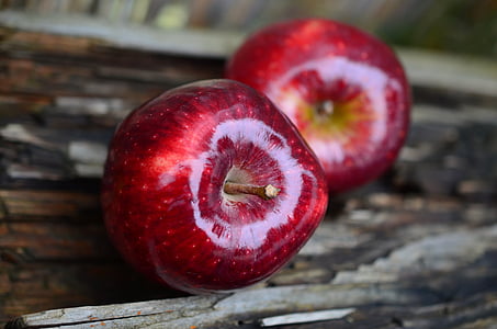 closeup photo of two red apples thumbnail
