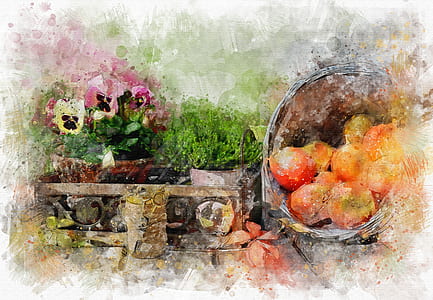 painting of fruits and flowers thumbnail