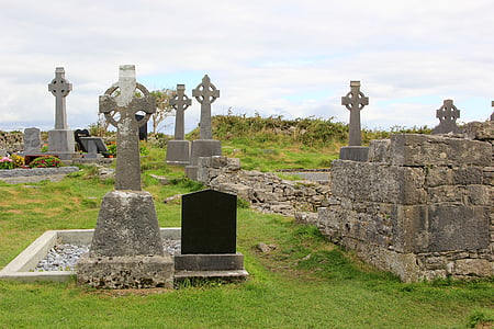 grey concrete tombstones on green grass field thumbnail