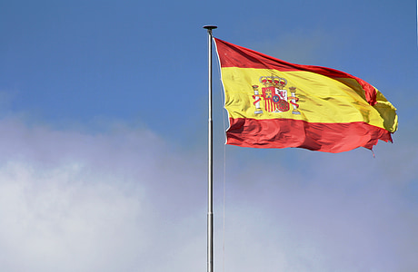 red and yellow flag waving by the wind thumbnail