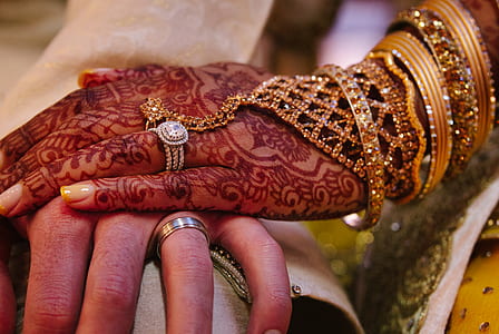person wearing gold-colored ring bracelet thumbnail