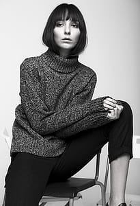 grayscale photo of woman thumbnail