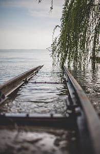 photo of gray boat rail on body of water thumbnail