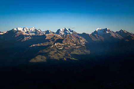 gray and white snowy mountain under clear blue sky during daytime thumbnail