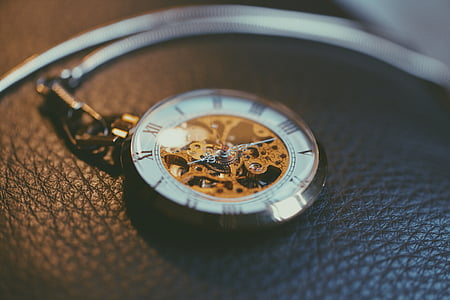round silver-colored skeleton watch thumbnail