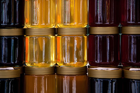 red and yellow tinted glass jars thumbnail