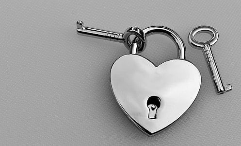 silver-colored heart padlock with key thumbnail