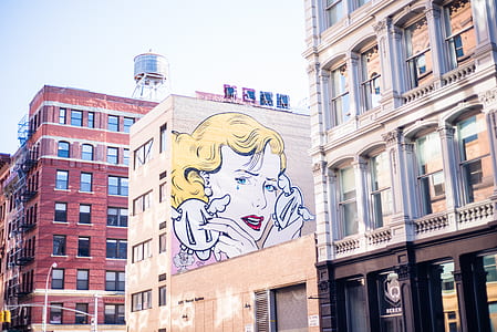 building with crying woman billboard thumbnail