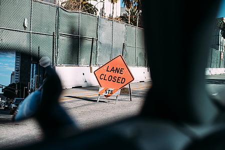 lane closed road signage on pavement thumbnail