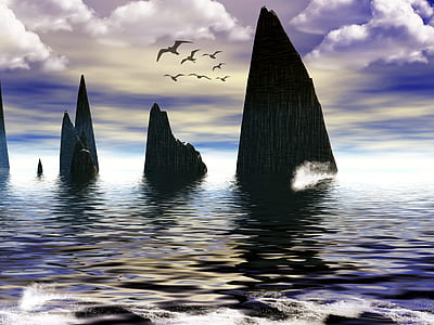 three black stones on water illustration thumbnail