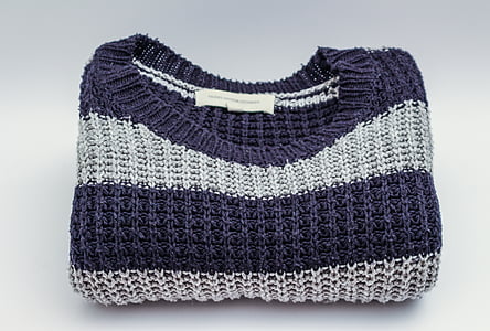 blue and white knitted crew-neck shirt thumbnail