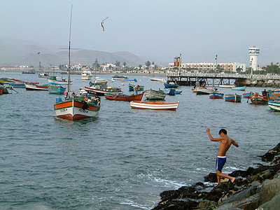 Ancon Harbor with Boats on the water in Peru thumbnail