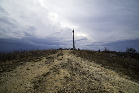 Weather tower in the distance at the top of Sassafras Mountain, South Carolina thumbnail