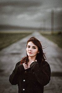selective focus photography of woman in black jacket thumbnail