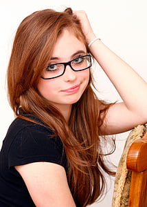 woman wearing eyeglasses with black frames thumbnail